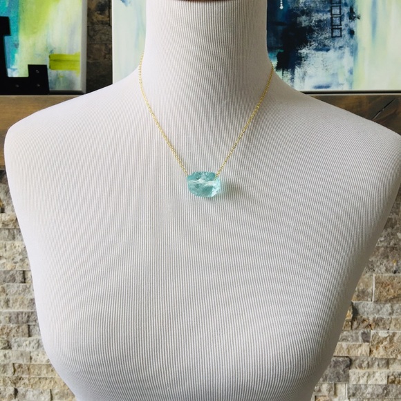 Raw Aquamarine 18K Gold Necklace - Picture 7 of 8